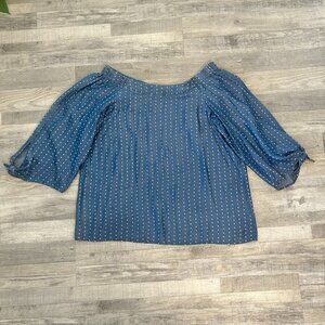 Linea NWT Blue Polka Dot Off Shoulder Women's Blouse Plus Size 2X S44